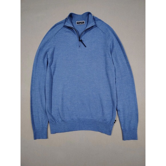 Charles Tyrwhitt Men's Merino Wool 1/4 Zip Sweater Steel Blue Size Medium - Picture 1 of 11